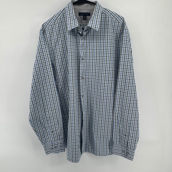 Banana Republic Mens Gingham Check Long Sleeve Button Up Shirt Size L Blue/Green - Picture 3 of 9